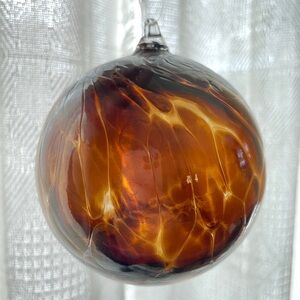 Vintage Zorza Mouth-Blown Ornament Amber Art Glass Poland